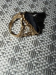 Modernist Free Form Colorful Opal & 14K 9g Gold Ring Size 7.25
