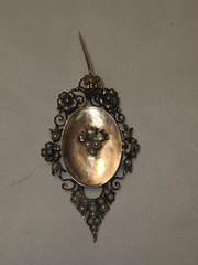 Antique Victorian Mourning Locket Brooch Pendant Seed Pearl Turquoise GF
