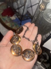 50’s MCM Copper Necklace Choker Comedy Tragedy Mask Mid Cent UNIQUE RARE!! 17.4”
