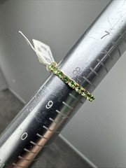 Vintage Silver Tone Full Round Cut Modern Eternity Green Peridot Ring Size 8.25