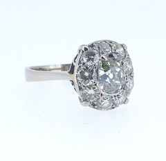 Vintage 1940s 2.72 Ct. Fancy Intense Yellowish Green Chameleon Diamond Ring