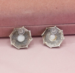 Vintage Sterling Silver Marcasite Faux Pearl Round Post Earrings – Ideal Gift