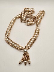 Vintage Lot of 4 Faux Pearl Necklaces Gold Tone Rice Pearls Mixed Lot