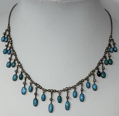 Gorgeous Antique Victorian Persian Turquoise Pearl 10k Gold Festoon Necklace