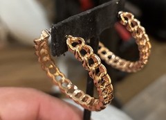 Vintage Signed Graziano Chainlink Post Earrings Rose? Gold Tone Large 2”