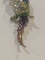 Rhinestone Cockatoo Parrot Bird Brooch Pin Crystal Rainbow Enamel Tropical Bird