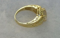 Beautiful 14K Yellow Gold & White Gemstone Ring 5.2 grams Size 8.25 STS