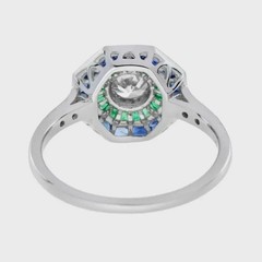 Art Deco Vintage Style Lab Created Diamond Engagement Wedding 925 Silver Ring