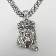 Zinc Alloy Diamond-studded Vintage Portrait 24″ Cuban Chain Hip Hop Necklace