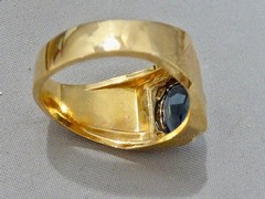 VINTAGE 10K YELLOW GOLD FILLED NEW OLD STOCK 70’S BLUE CLEAR STONE RING SIZE 10
