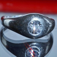 14k white gold ring 0.33ct natural diamond sz 4.5 solitaire antique 3.64gr N3622