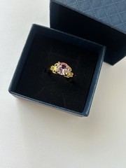 Vintage Pink Cubic Zirconia Ring Gold Plated Womens Size 6.5