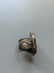 Vintage/Antique Chinese Porcelain Maiden Sterling Silver Ring Size 8.5 READ DESC