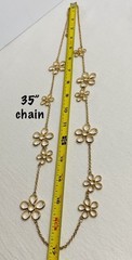 Vintage Gold Tone Multi Flower Chain /Statement Necklace 35” +3.5” Extension