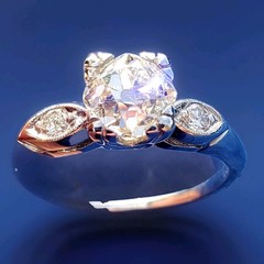 NATURAL EARTH MINED DIAMOND ORIGINAL Art DECO Engagement Ring PLATINUM Solitaire