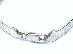 ITALY IBB 925 Sterling Silver Rhodium Plated Textured Omega Chain 7.5” Bracelet