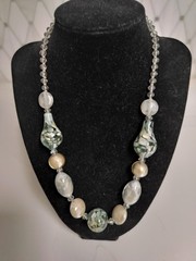 Vintage Murano Venetian Glass Beaded Necklace 17.5” Italy