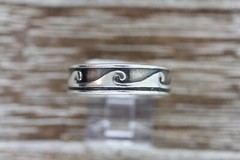 VINTAGE MEXICO WAVE BAND MEN’S STERLING SILVER 925 RING 11.75 STRONG DESIGN