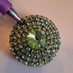 Albert Weiss Vintage Green Rhinestone Brooch READ