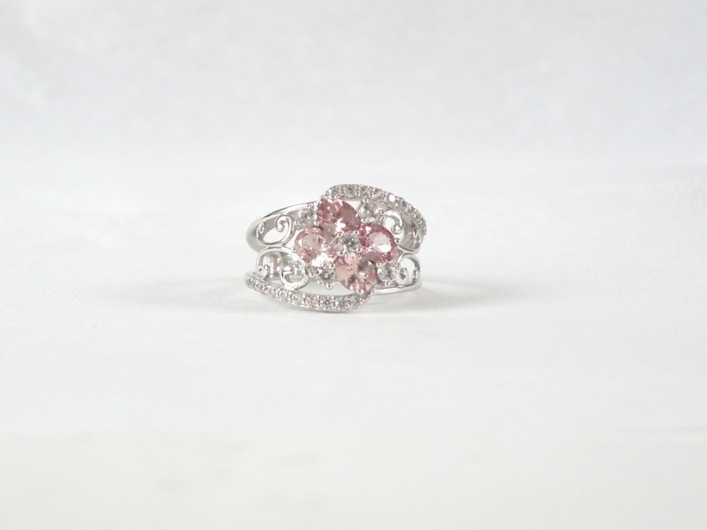 Vintage Sterling Silver 925 Peach Irradiated Morganite Statement Ring Size 6