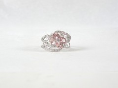 Vintage Sterling Silver 925 Peach Irradiated Morganite Statement Ring Size 6