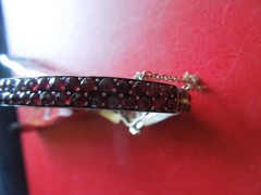 J7294 ANTIQUE BOHEMIAN TOMBAK GARNET CUFF BRACELET SEE DESCRIPTION
