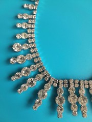 Beautiful Vintage Sparkling Multi Rhinestone Necklace Choker 15 in