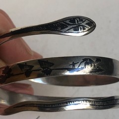 Art Deco Sterling Niello Snake Cuff / Bracelet Egyptian Revival 1930 42 Gram