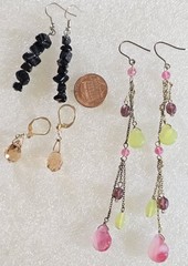Vintage Faceted Glass & Stone Beads Beaded Drop Dangle Pierced Earring Lot