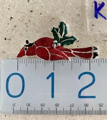 Vintage AAi Signed Red Cardinal Bird Brooch Red Enamel Silver Tone 2″ Pin