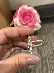 Vintage Art Deco Marcasite Crystal Sterling Silver Ring Size 8.5