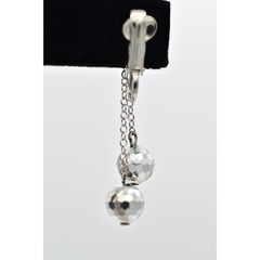 Vintage Crystal Clip On Earrings Silver Chain Disco Ball Chain Drop 1950s A23