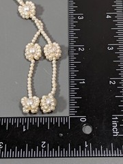 Vintage Faux Pearl Round Bead Tassel Necklace White Cream 28 in