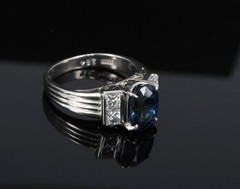 Fine 2.84ct Royal Blue Sapphire & 0.76ct Diamond Platinum Ring, Size 5.5