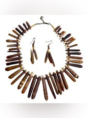 Vintage 1960’s Sea Urchin Spine Collar Necklace and Earrings Set RARE Jewelry