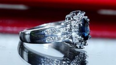 14k white gold 1.25ct natural diamond size 5.75 ring sapphire halo heated 3.35gr