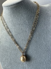 NWT Vtg Majorica 925 Sterling & Gold Baroque Pearl Multi Strand Necklace 18”