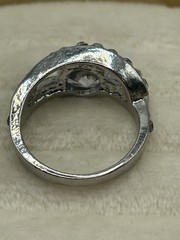 Vintage Style Silver Tone Rhinestone Swirl Ring Size 6.5 Costume Jewelry Elegant