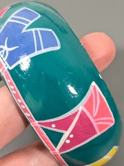 Vintage Hand Painted Wide Bangle Bracelet Summer Clothes Swimming 8.5 in