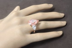 14k Rose Gold Engagement Ring 10.77ct Lab Grown Pink Diamond Pear Shape IGI