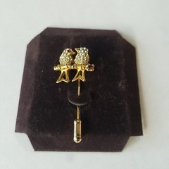 Crystal Lovebirds Pin on a Gold Tone Branch Push Pin Vintage 1990’s EUC