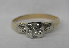VICTORIAN ANTIQUE 14K GOLD .18ct. OLD EUROPEAN DIAMOND BAND RING SIZE 5.75