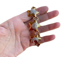Chunky Gold Star Statement Bracelet Crystal Moon Heart Celestial Link 19cm