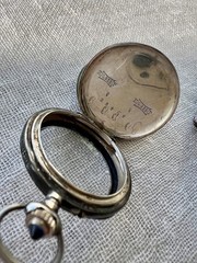 Antique Swiss .935 Silver Niello Pocket Watch Case Perret & Berthoud Locle