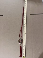 Vintage Cloisonné Red Floral Peacock Enameled Hexagon Tassel Necklace Bird New