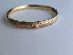 Coleman Co 1/20 14k Rose Gold Filled Bangle Flower Bracelet 7.5″