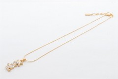 Yves Saint Laurent Vintage YSL Rhinestone Pendant Necklace Gold Tone Adjustable