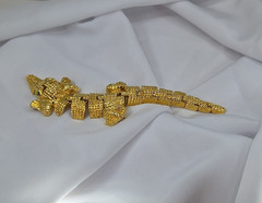 Vintage Alligator Crocodile reptile gold tone Brooch unsigned 6.5″