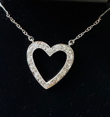 Antique Vintage Diamond Heart Pendant 14k White Gold