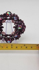 Vintage Purple Rhinestone Flower Wreath Brooch Aurora Borealis Pin Statement